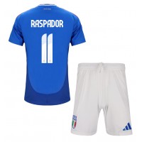 Camiseta Italia Giacomo Raspadori #11 Primera Equipación Replica Eurocopa 2024 para niños mangas cortas (+ Pantalones cortos)